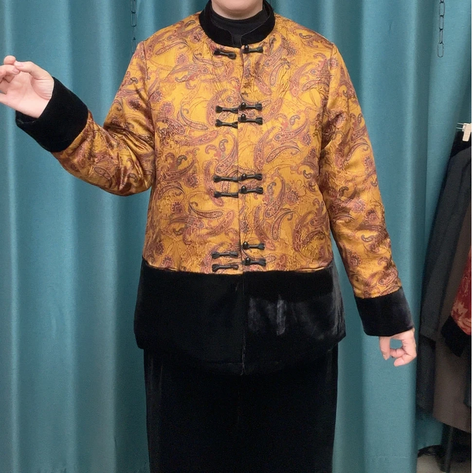 冬季妈妈装加厚棉衣中国风复古盘扣短版外套