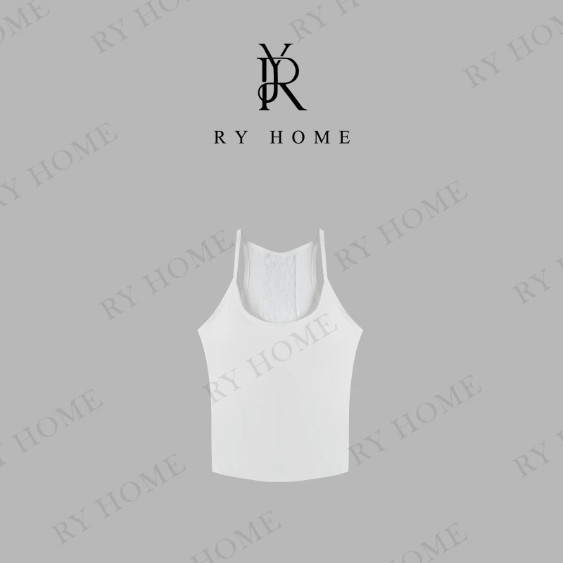 【容雨RYHOME】莫代尔＋肌底衣蕾丝镂空带胸垫吊带背心252BX0074