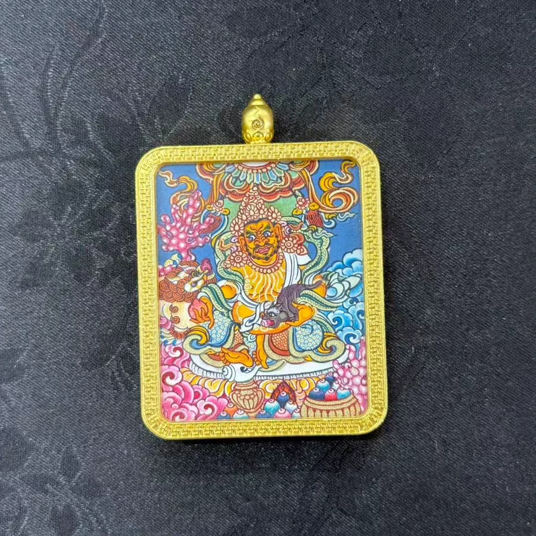 青海纯手工矿物质原料唐卡黄财神