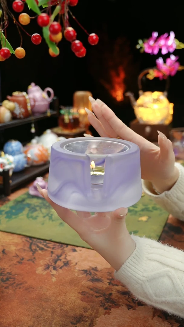【闪购商品】紫色水晶琉璃蜡烛温茶台