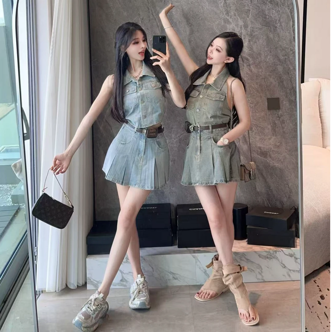 【甜酷叠穿】夏季小众牛仔套装