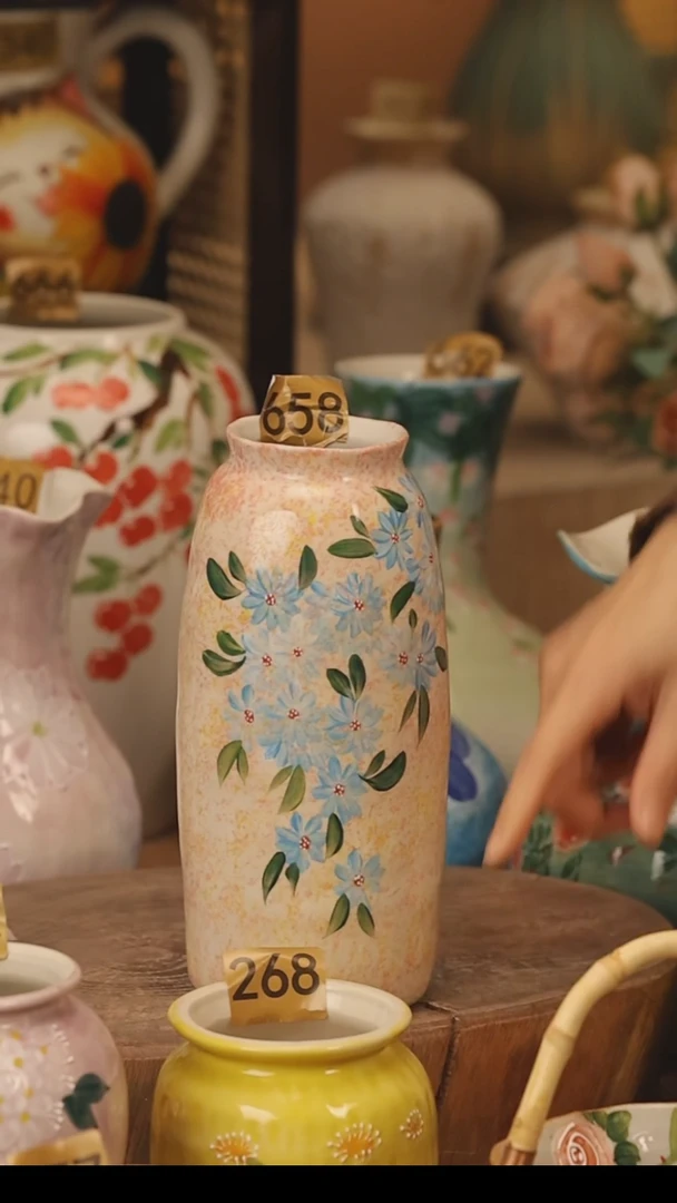 陶瓷景德镇设计师手作花器摆件侘寂风@M658@