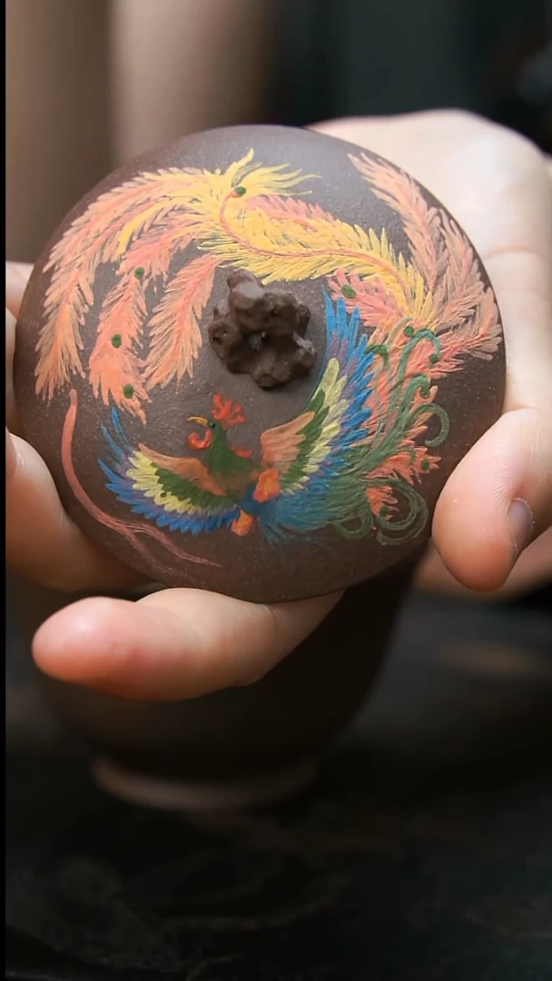 茶壶紫砂紫泥凤凰盖碗