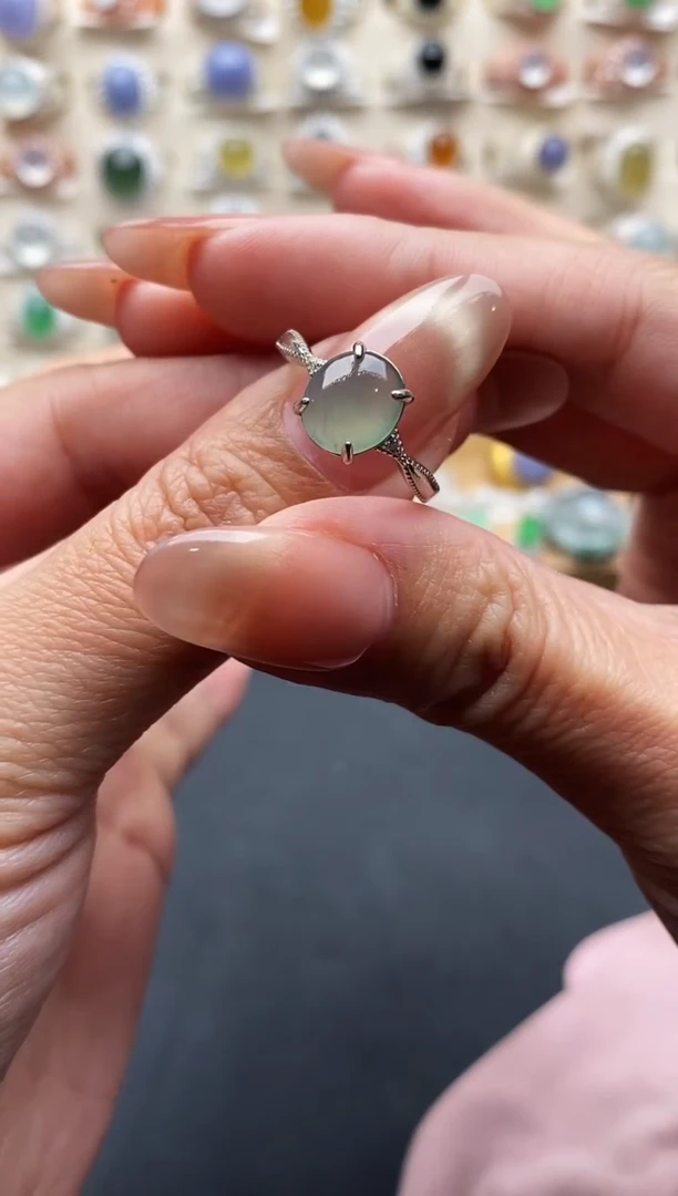 银S925镶嵌戒指翡翠缅甸翡翠   1   1+