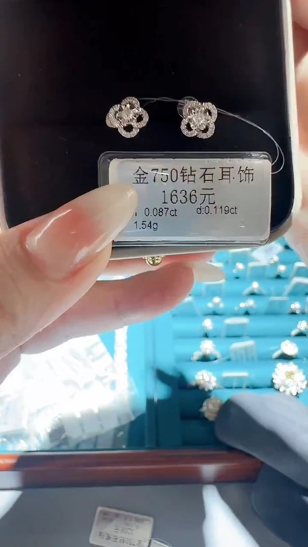 18K金镶嵌耳饰钻石欢*～1636
