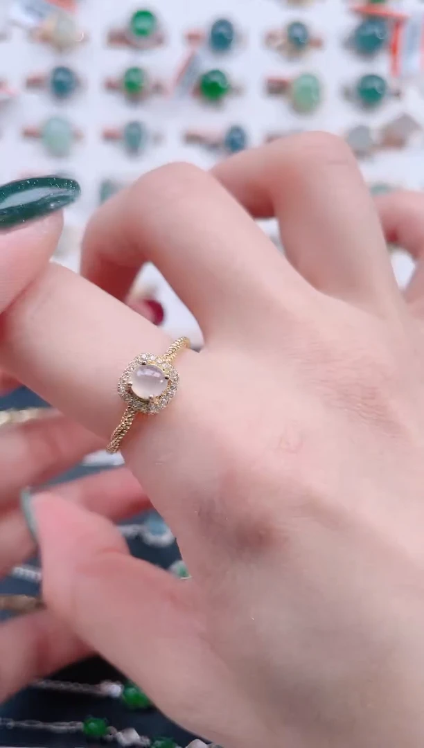 银S925镶嵌戒指翡翠天然翡翠