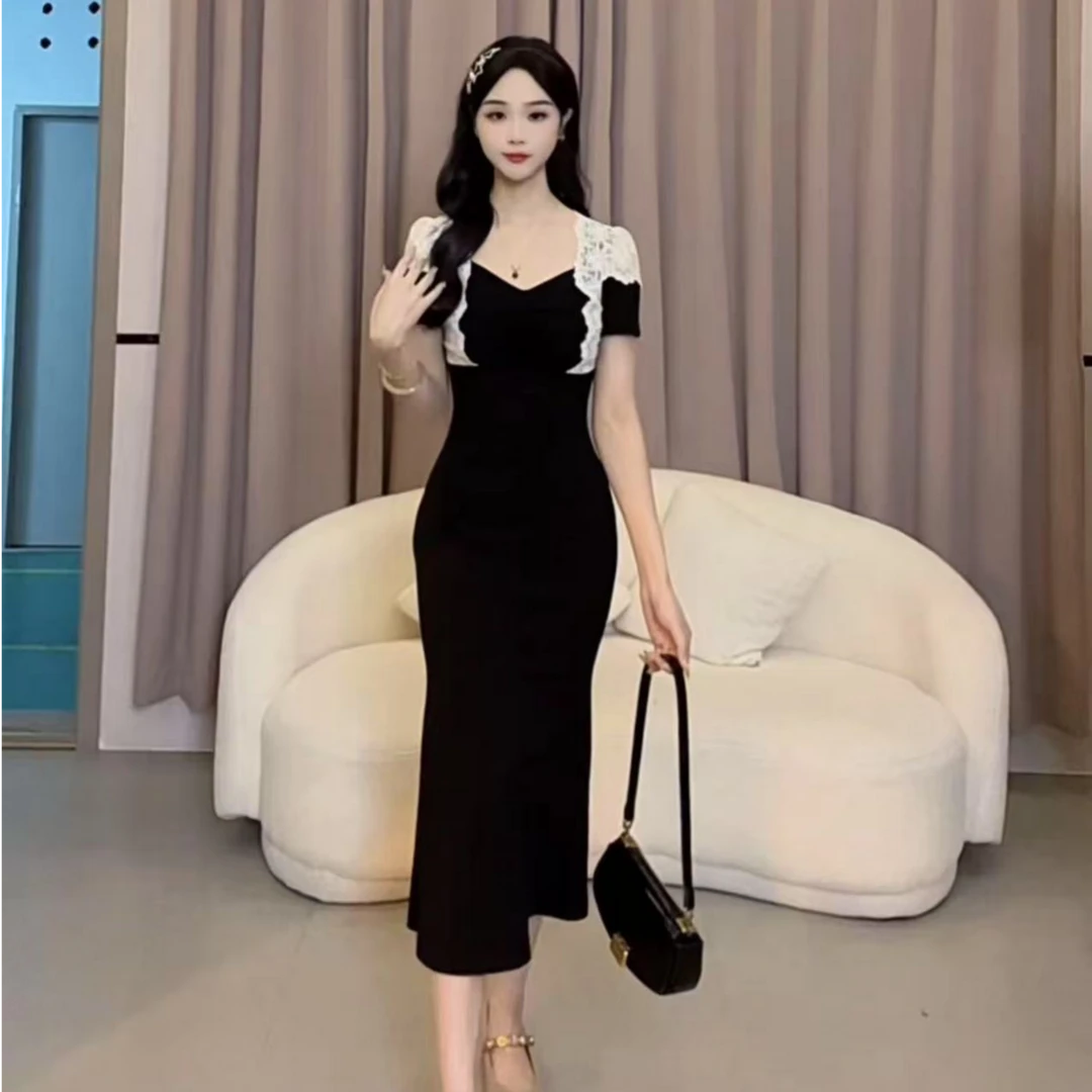 【蛋蛋】夏季新款法式轻奢名媛收腰鱼尾修身连衣裙YYMZQ50212