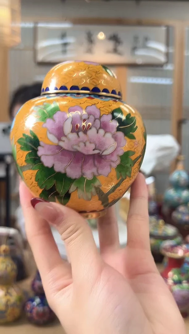 【闪购商品】景泰蓝实地西瓜罐XGG001黄色