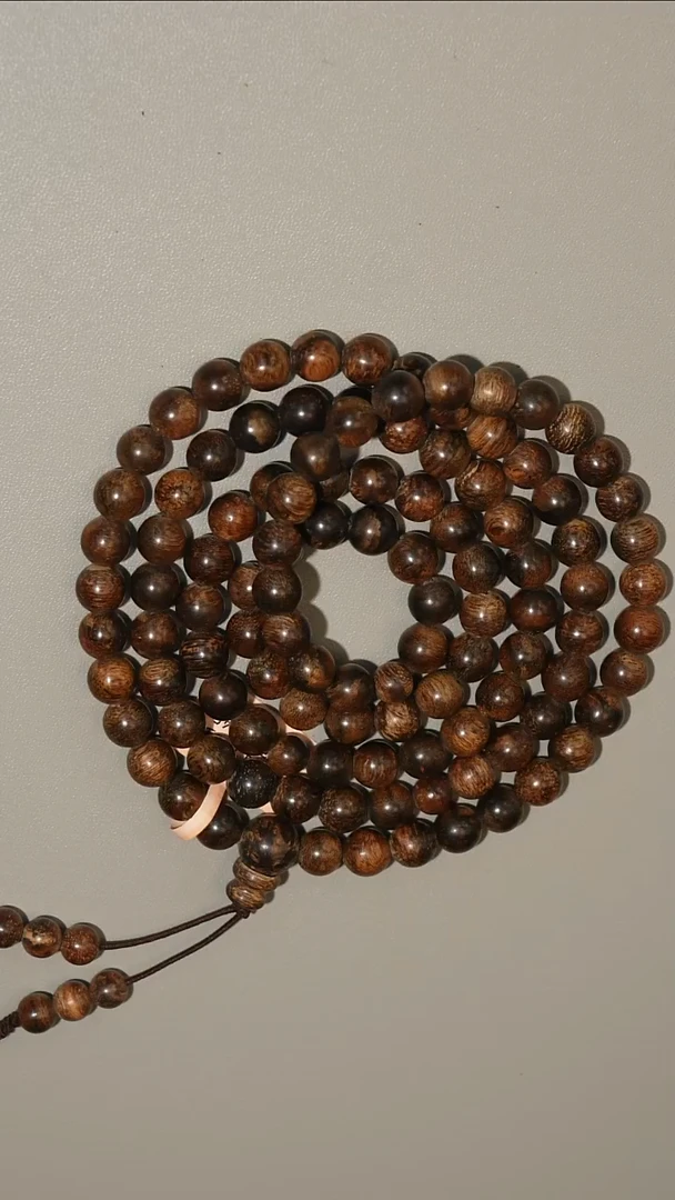 沉香手串越南芽庄红土棋肉沉水0.8多圈108颗手串37克+