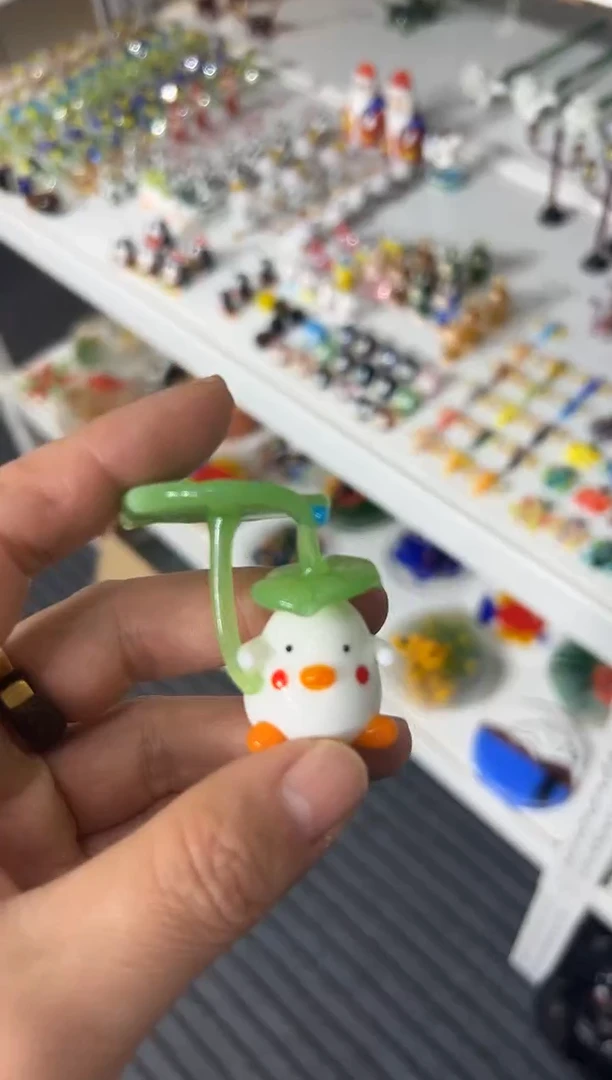 手工艺品琉璃螃****?荷叶鸭子