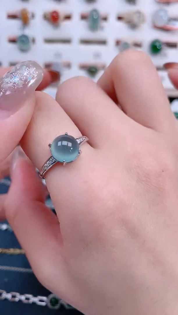 银S925镶嵌戒指翡翠天然翡翠