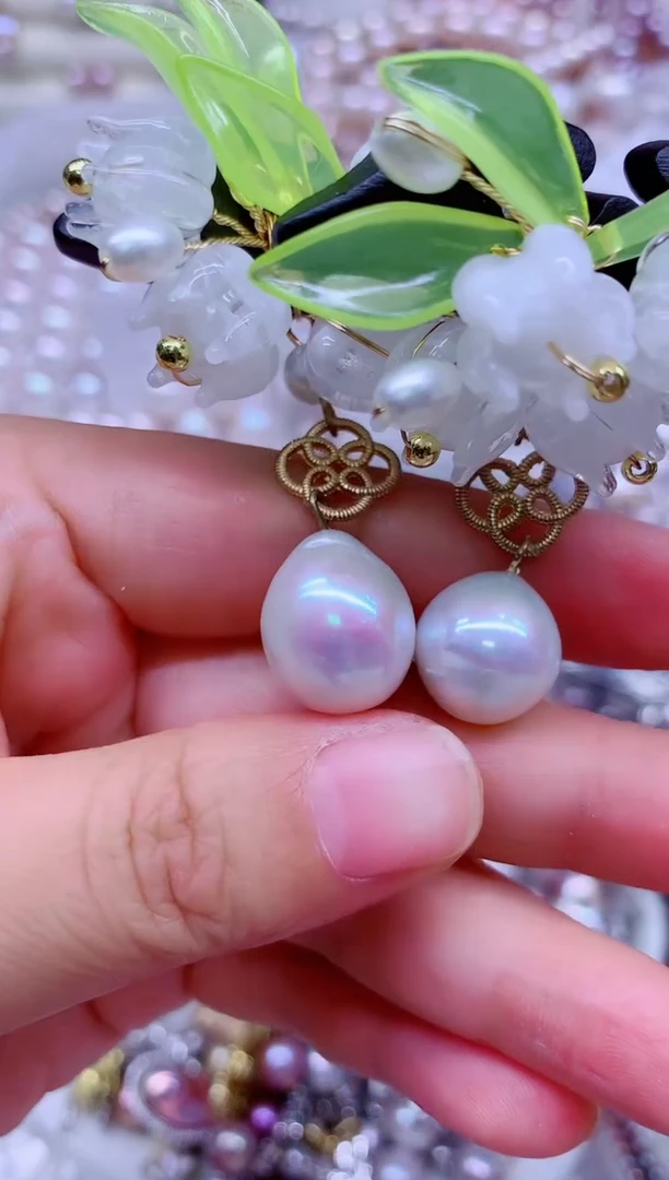 合金淡水珍珠发簪多样性发其一，非无暇