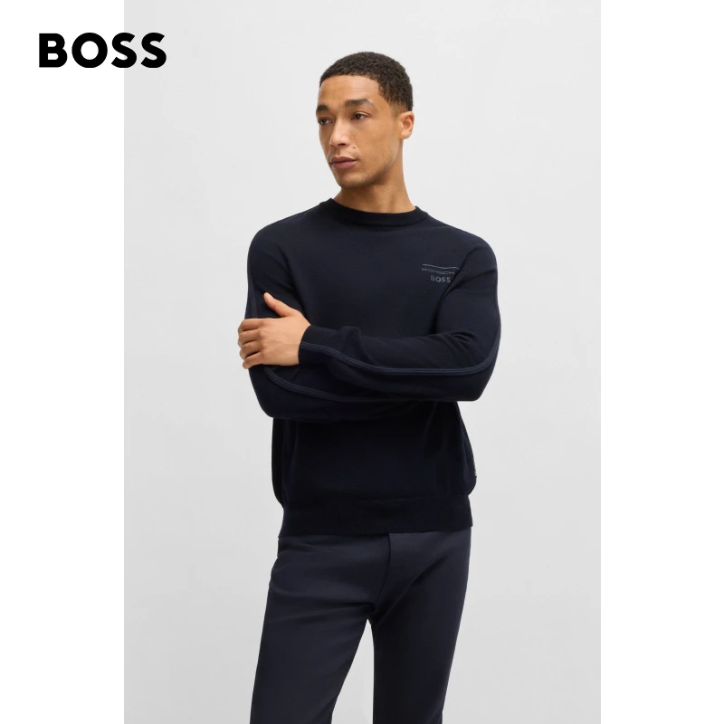 【保时捷联名】【100%羊毛】BOSS博斯男士25春季新款羊毛毛衣50531197