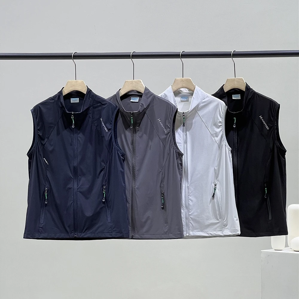 户外男款速干马甲春夏休闲运动百搭透气马甲外套弹力轻薄男士坎肩