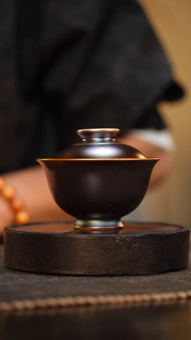 56柴房陶瓷柴烧窑宝盖碗