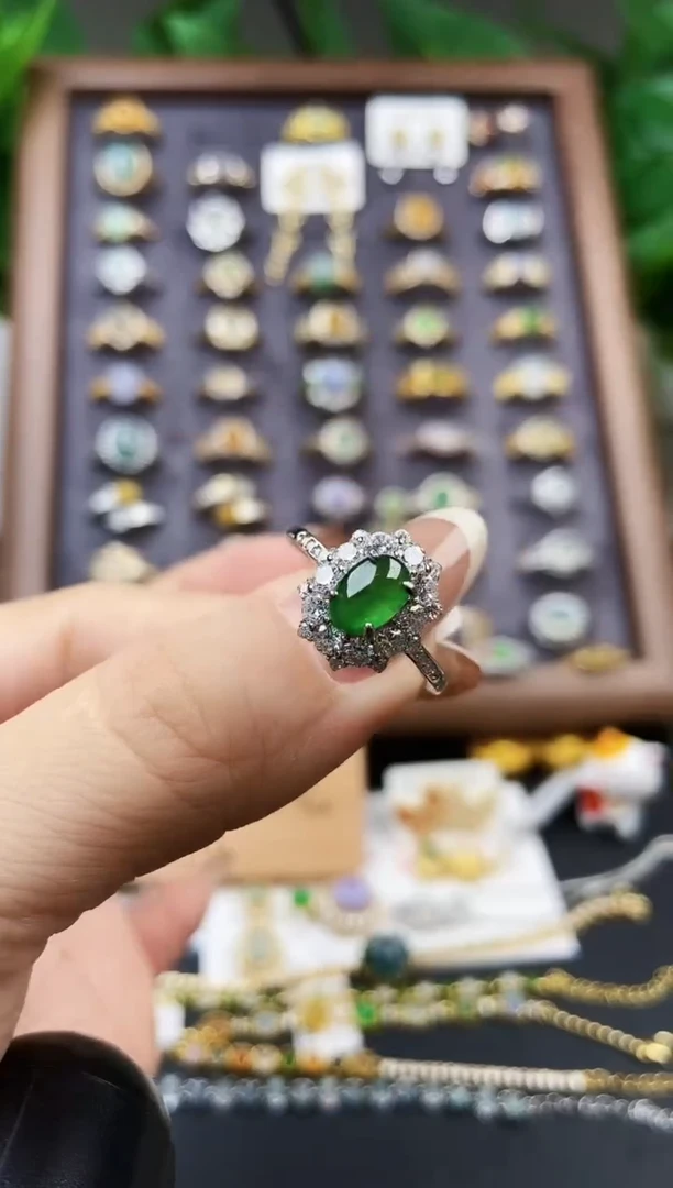 银S925镶嵌戒指翡翠12