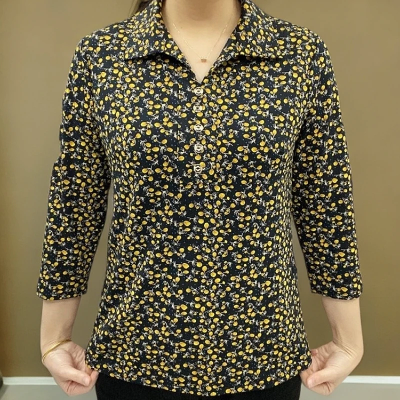 中老年妈妈装夏季2025大码新款复古洋气设计感七分袖气质小衫女装