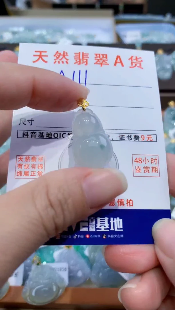 颈饰18K金镶嵌翡翠天然翡翠A货挂件