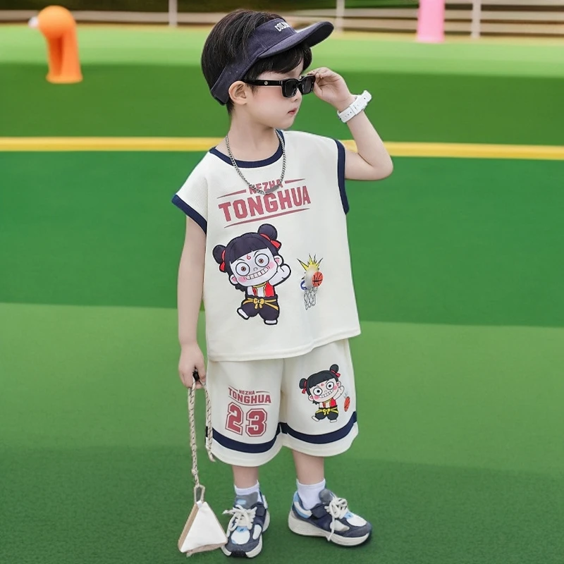 哪吒儿童衣服男童夏装套装网红宝宝薄款哪吒网红套装儿童童装男童