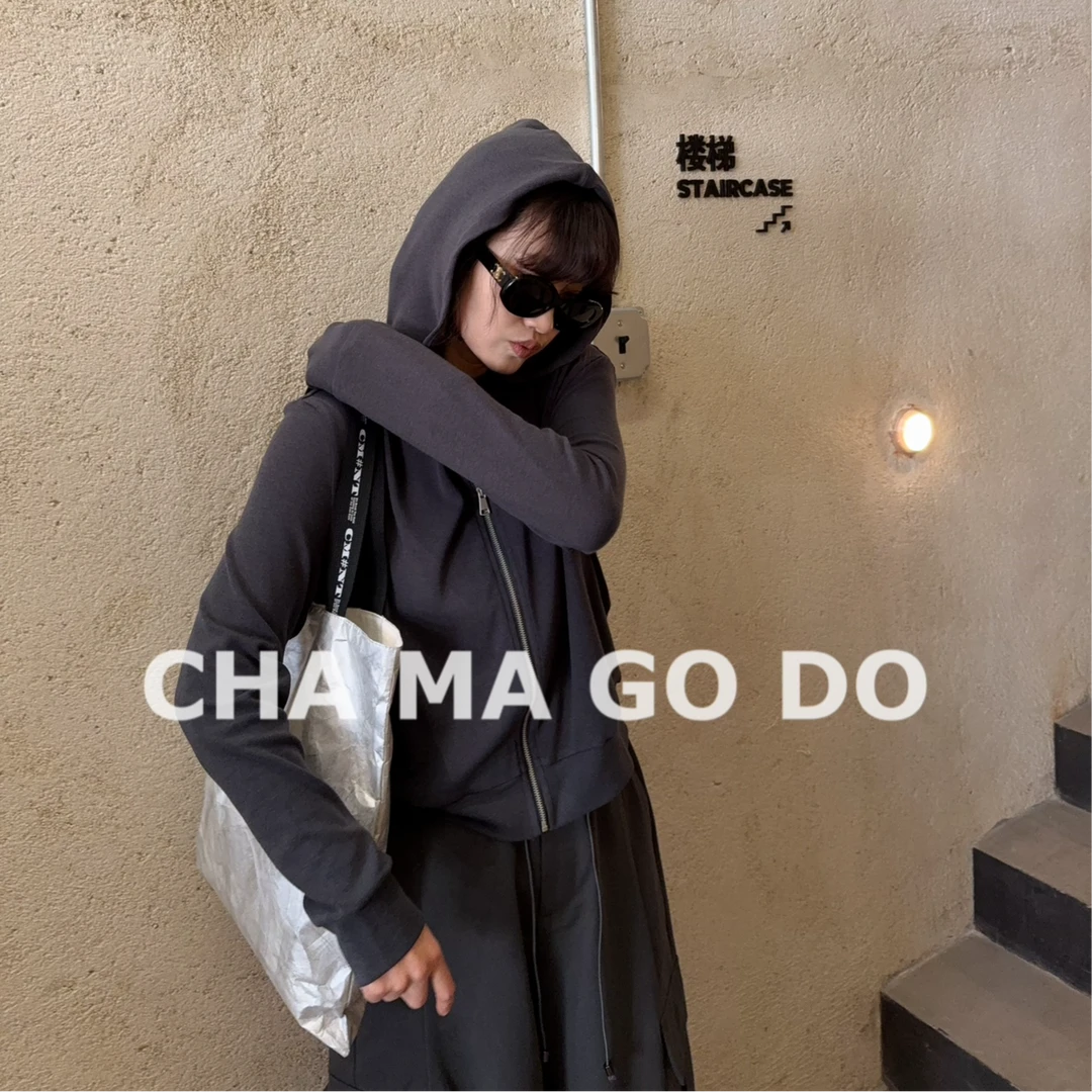 CHA MA GO DO【上新季】08590|超弹拉链连帽韩版休闲百搭开衫