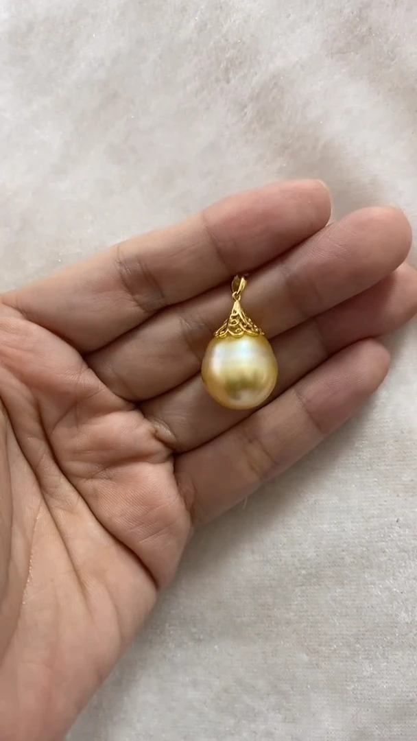 【闪购商品】海水珍珠吊坠(赠链)银S925镶嵌金珠吊坠