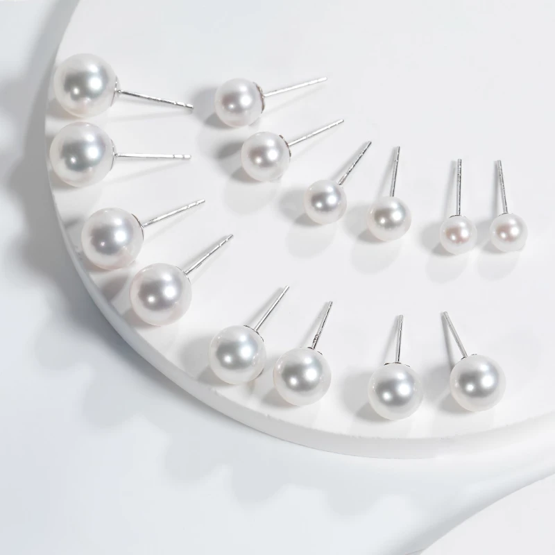 【钱妈妈真珠】OK19 时尚简约海水akoya耳钉7-8mm小灯泡 多样性发一