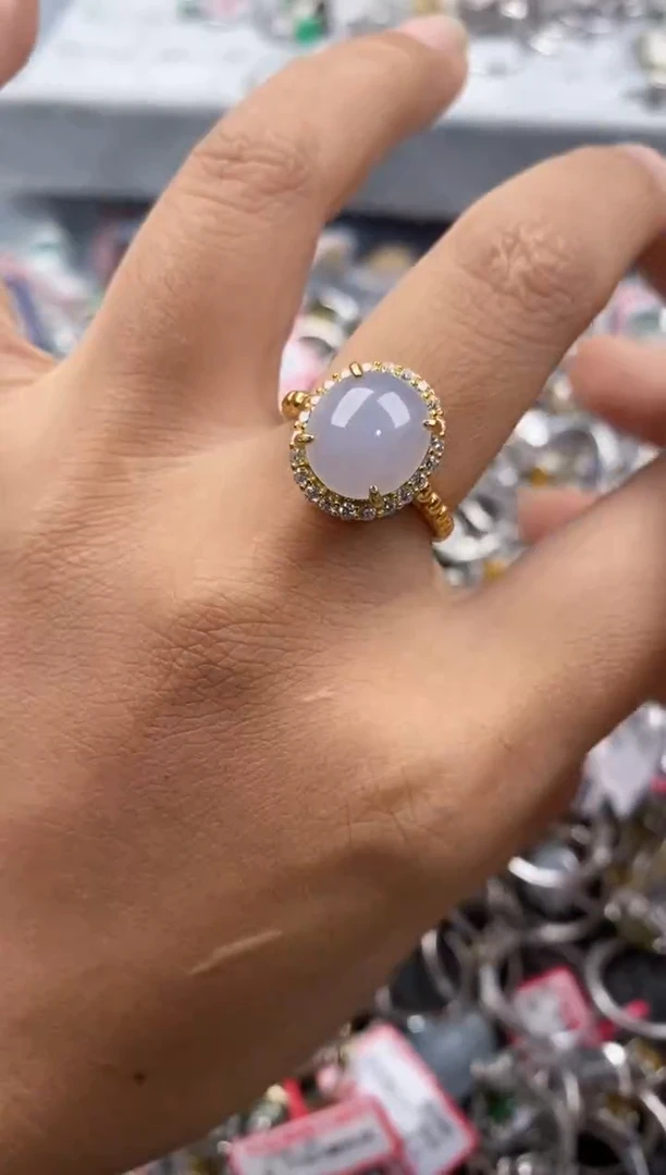 银S925镶嵌戒指翡翠777---7