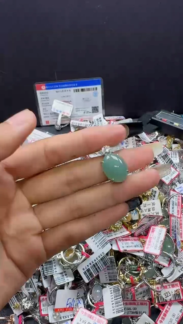 翡翠戒指银S925镶嵌戒指457
