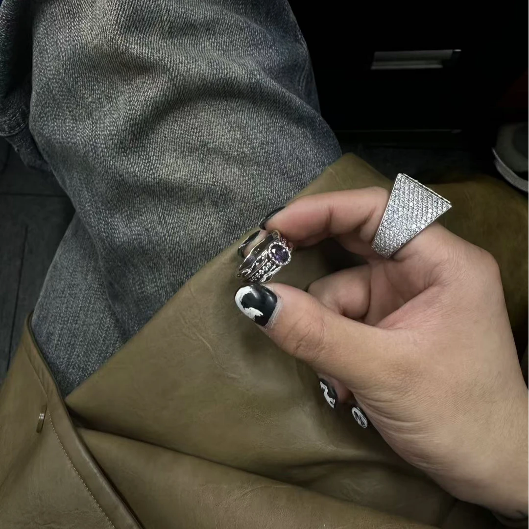 合金戒指 【涅槃 圣诞 冰花雪月 戒指】国潮风发字嘻哈潮人街头