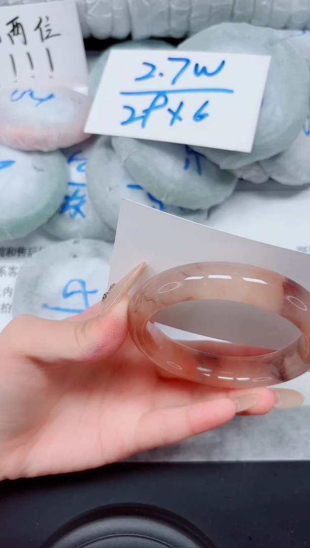 未镶嵌手镯石英质玉189-58桃