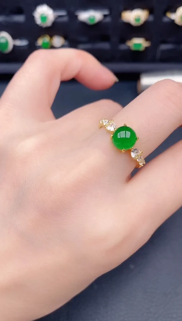 银S925镶嵌戒指翡翠天然a货翡翠99