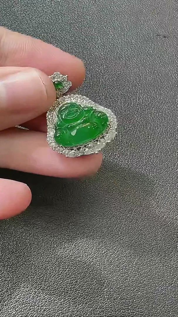 颈饰银S925镶嵌翡翠天然A货翡翠