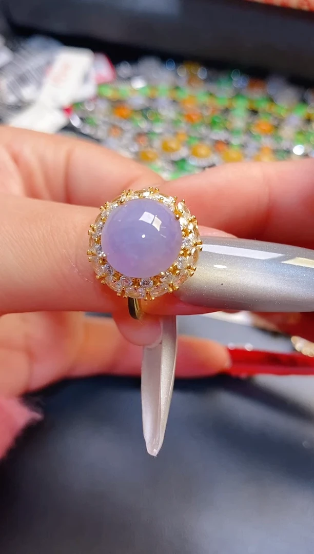 银S925镶嵌戒指翡翠天然