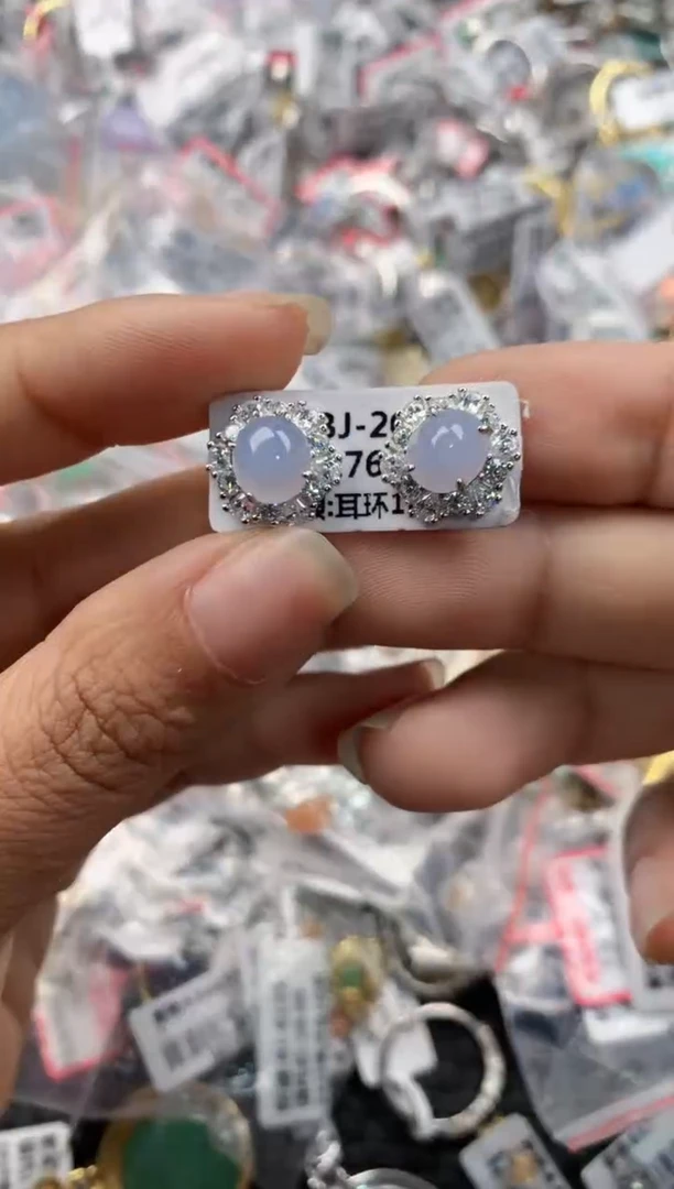 银S925镶嵌戒指翡翠666---1