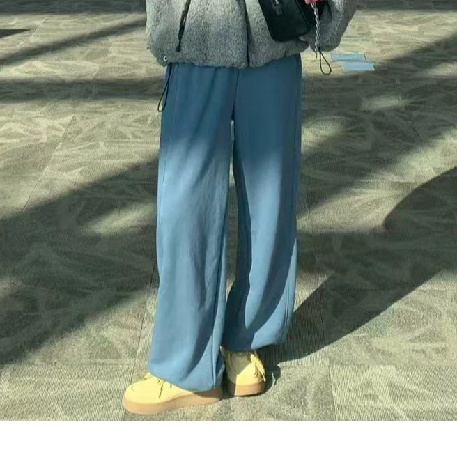 【NO退NO换】韩国丨秋冬宽松百搭蓝色卫裤