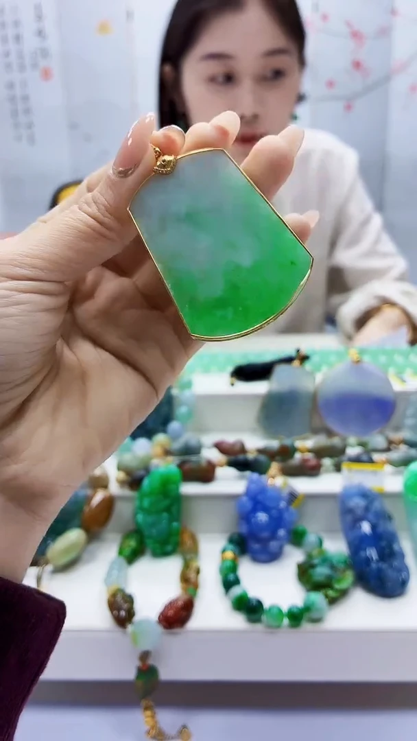 18K金镶嵌定制翡翠3099ty-毛货挂件8