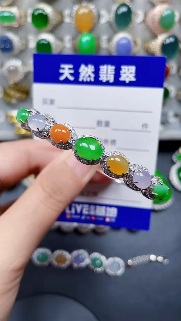 银S925镶嵌手镯翡翠176