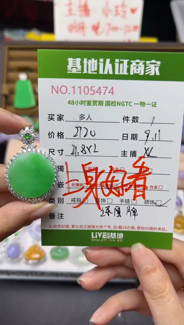 吊坠(不含链)银S925镶嵌翡翠多人