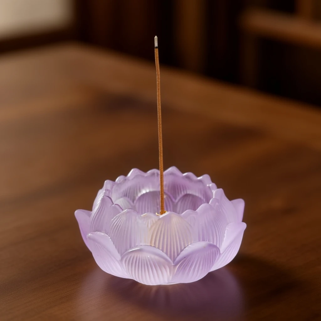 【器物之美茶具专供】紫色莲花琉璃香插 可磁吸5577