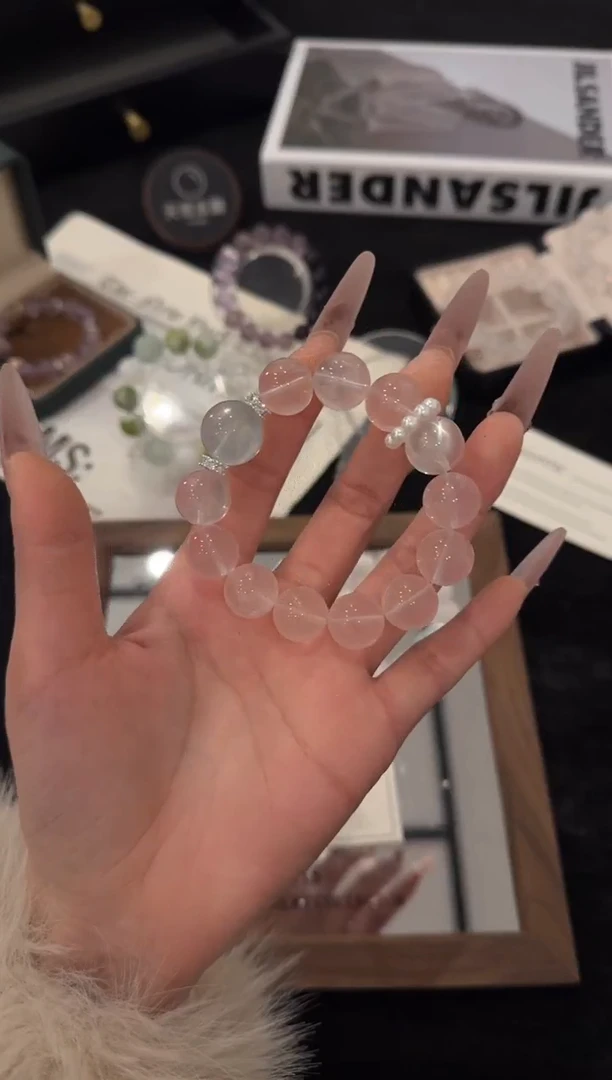 合金手链水晶粉水晶x3654