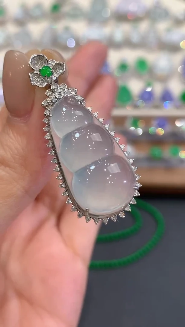 吊坠(不含链)18K金镶嵌翡翠q43