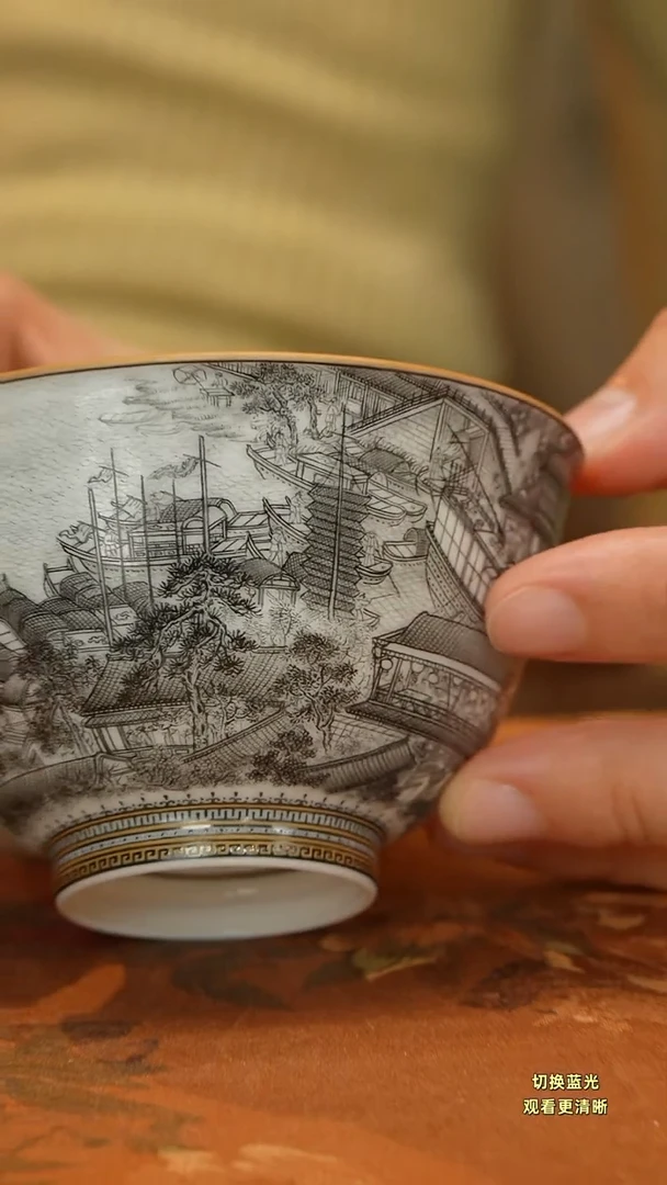 陶竹**8手绘毕业级墨彩姑苏繁华图主人杯