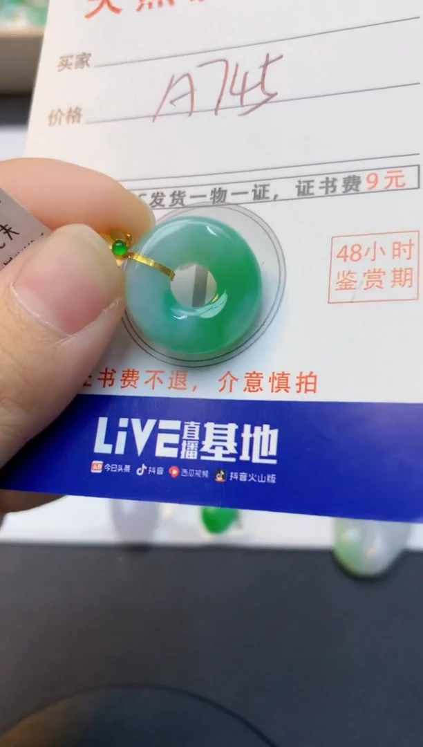 颈饰18K金镶嵌翡翠天然缅甸A货翡翠百元以上9元证书费自理