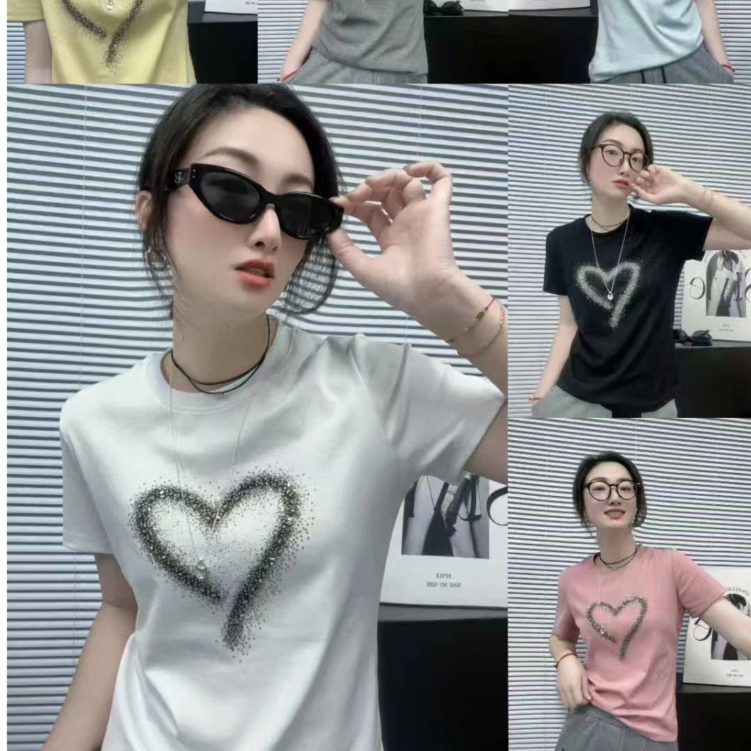 2025-春季新品女士欧货潮流显瘦休闲时尚爱心短袖T恤【5155】微