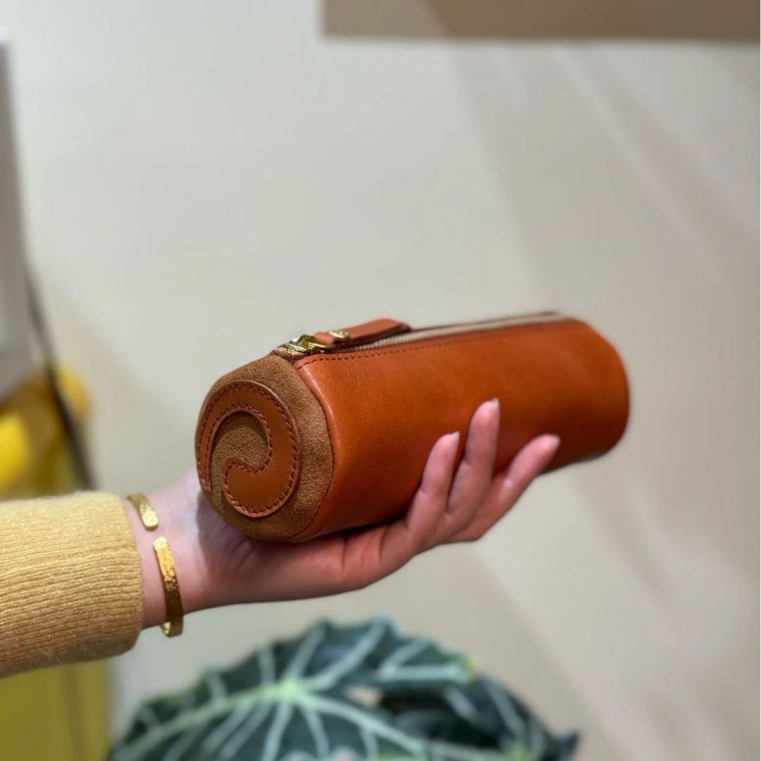 【瑞士卷笔袋】22厘米大容量牛皮笔袋收纳包