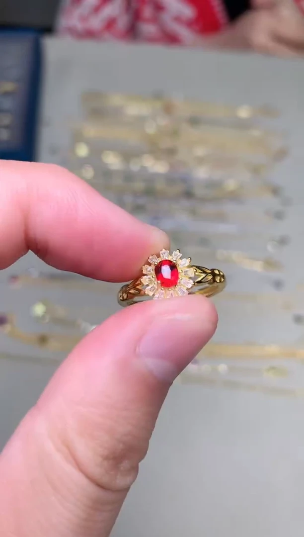 戒指蓝宝石银S925镶嵌戒指