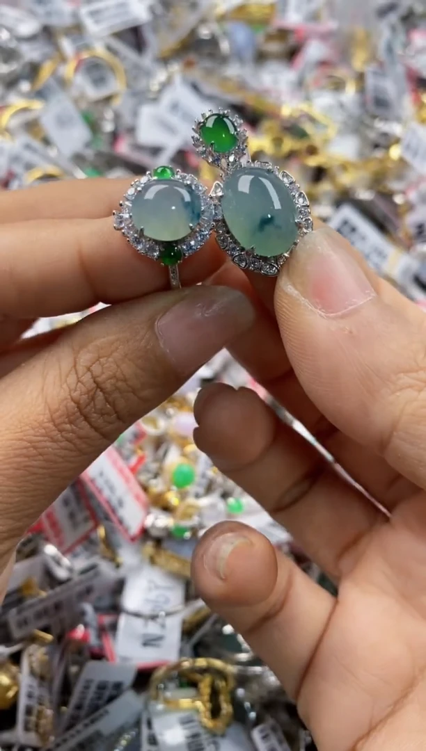 银S925镶嵌戒指翡翠555----5