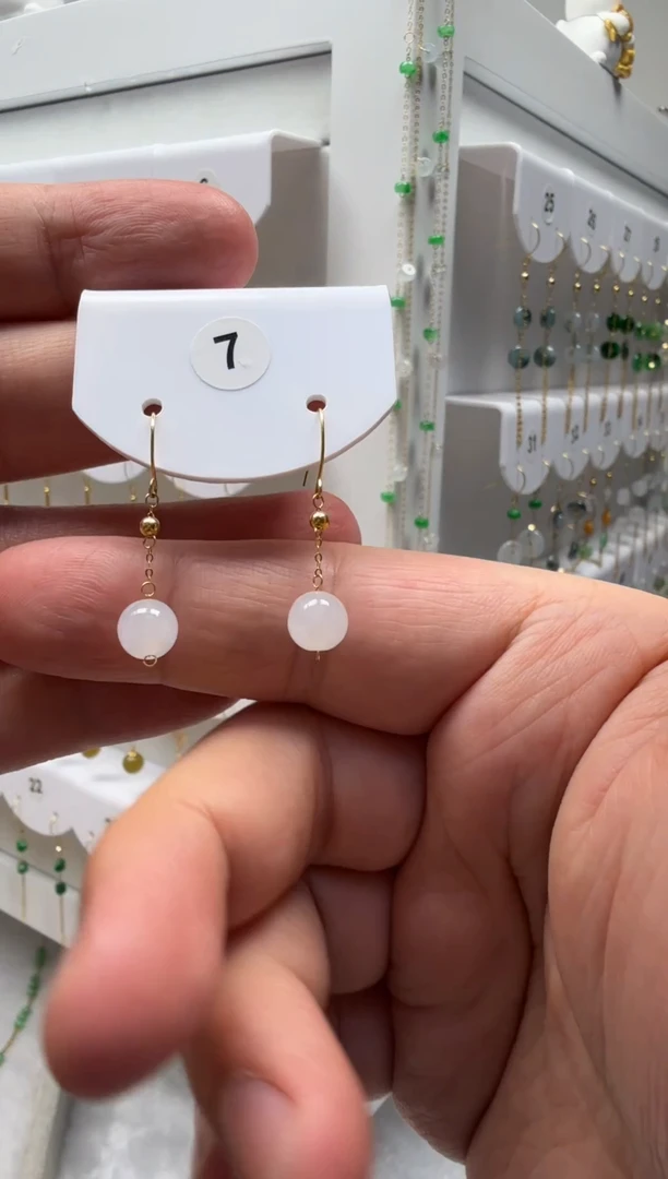 18K金镶嵌翡翠耳饰缅甸天然翡翠a货