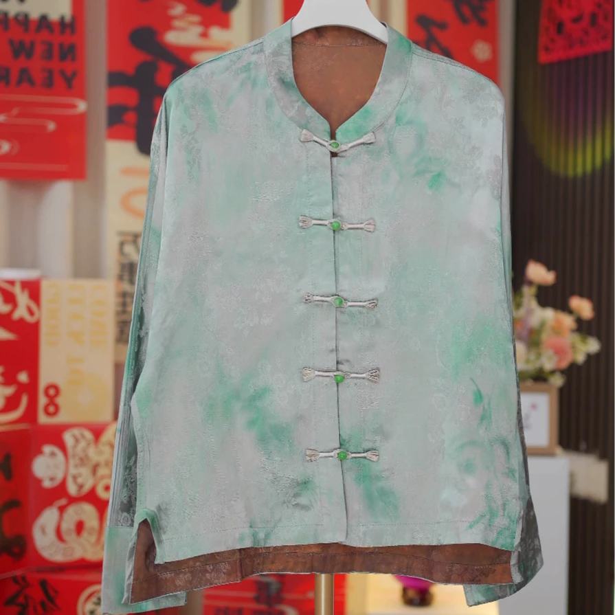 兰因--红云纱双面缂丝刻花女显瘦上衣外套