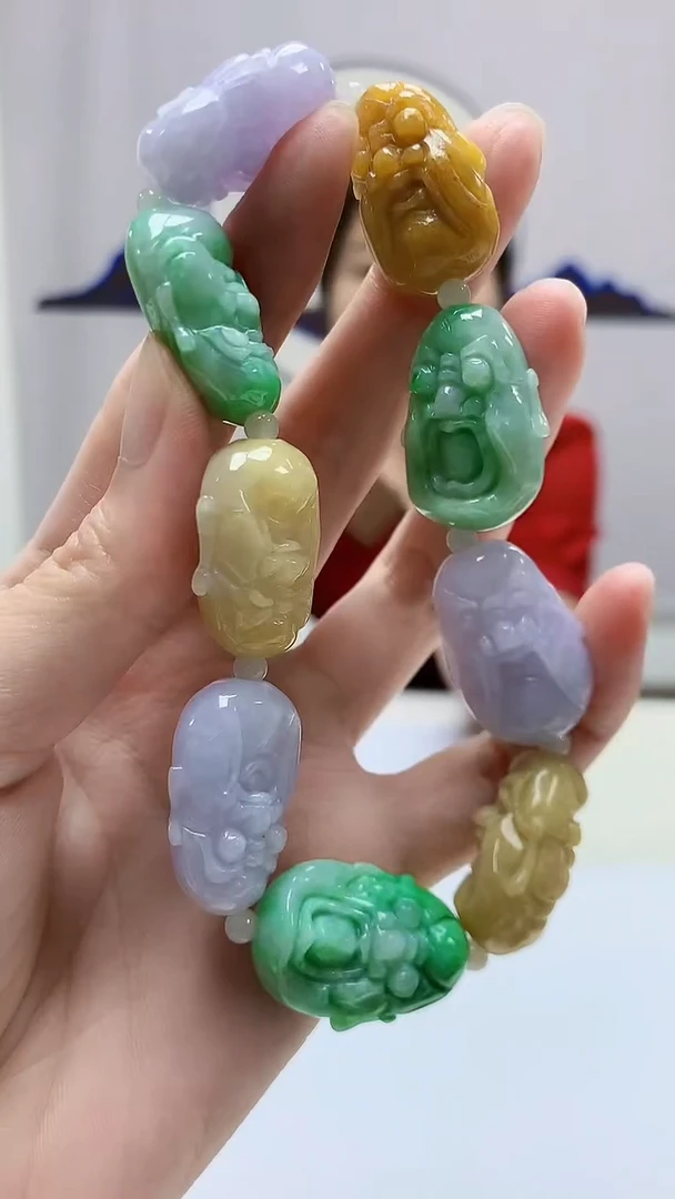 定制翡翠未镶嵌4902zm-毛货十八罗汉手串165